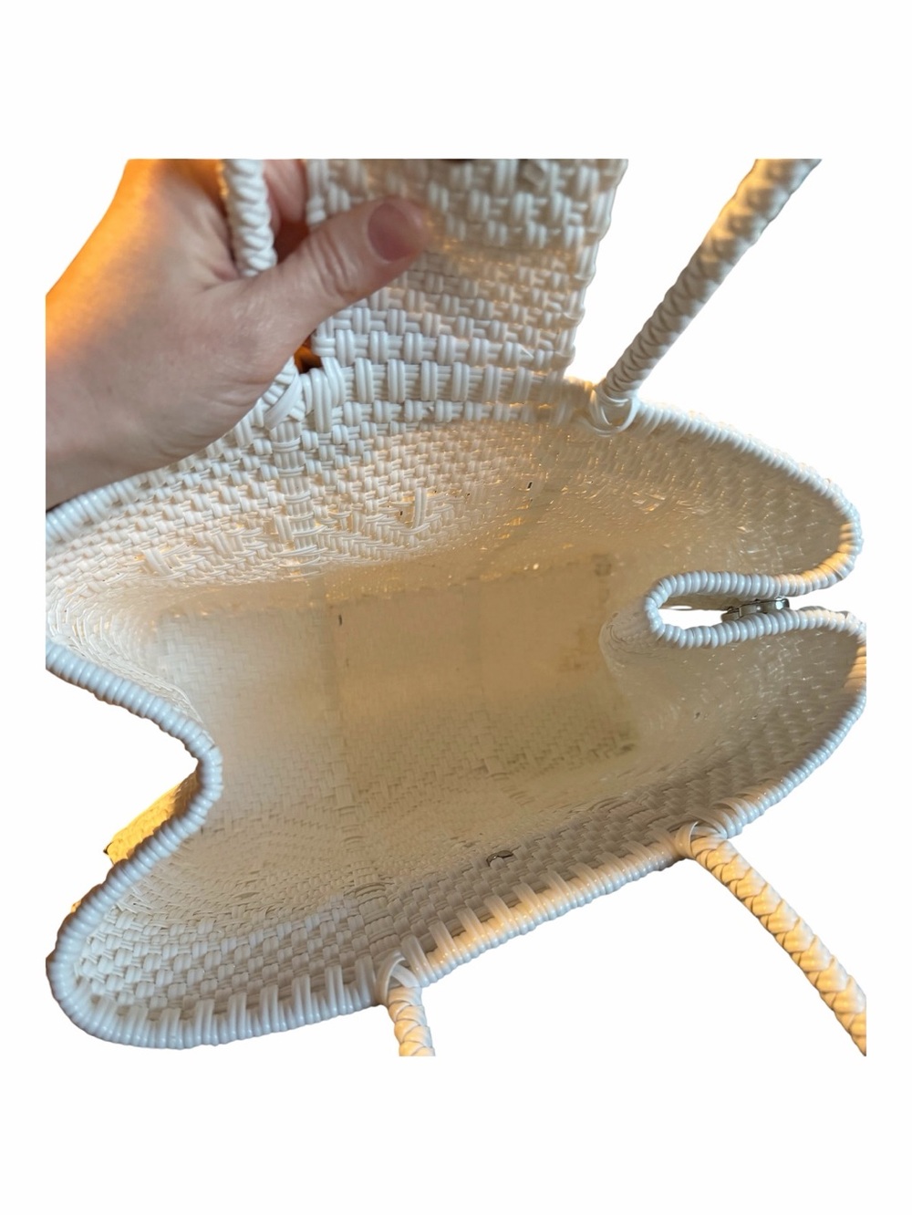 Maria Victoria White Handwoven Upcycled Plastic Tote - Picture 4 of 7